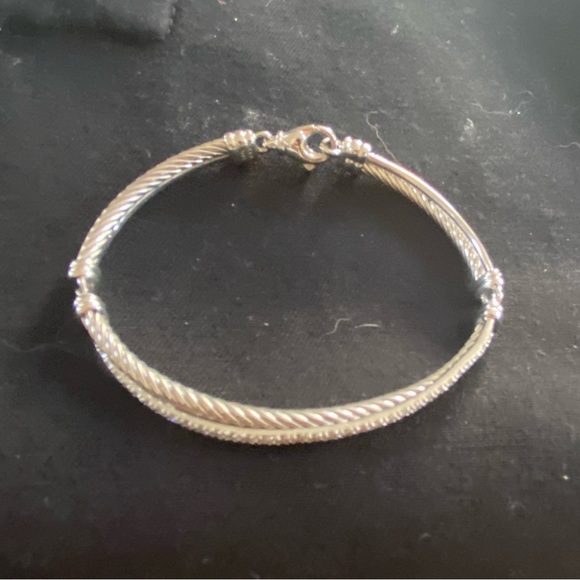 David Yurman Crossover Linked Bracelet in Sterling Silver w/ Diamonds, 3mm - Picture 3 of 5
